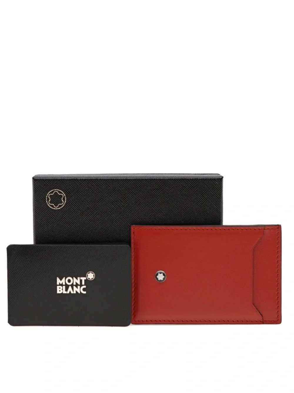 Montblanc Slim Business Card Holder Wallet 3cc Bicolor Red Black Leather New